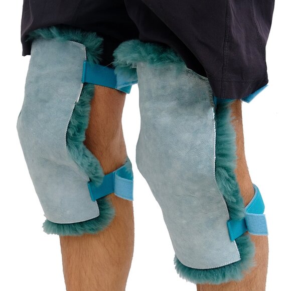Natural Medical Classic Sheepskin Knee Pads | 2-Piece | Emerald | 11.5"x7" - Picture 1 of 5